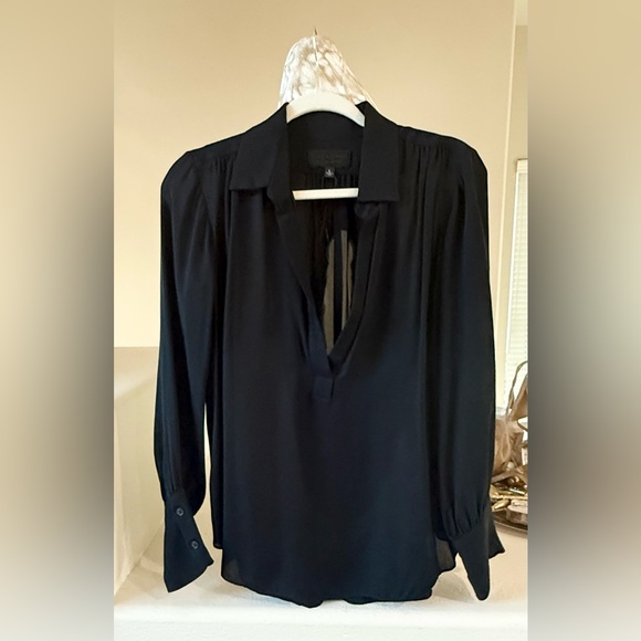 NWT Nili Lotan Montaine Silk Blouse Black $720 Sz L - Picture 3 of 10